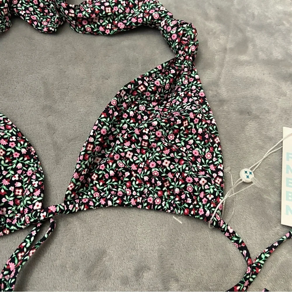 New! Frankie’s Bikinis Kealy triangle bikini top summer nights floral 4651